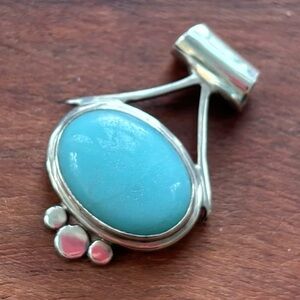 Sterling Silver Blue Amazonite Oval Drop Pendant